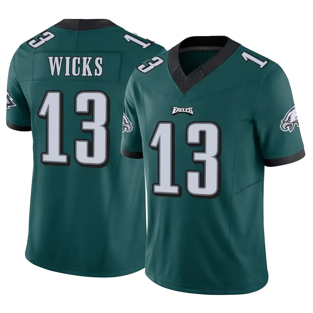 P.Eagles #13 Dontayvion Wicks Player Team Color Green Limited Vapor F.U.S.E. Home Game Ndoa Stitched Jerseys