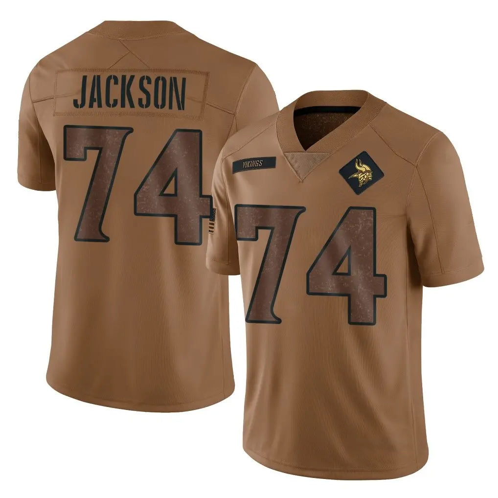 MN.Vikings #74 Donovan Jackson Player Brown Salute To Service Limited Ndoa Stitched Jerseys