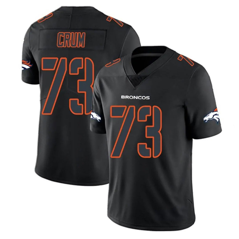 D.Broncos #73 Frank Crum Player Black Impact Limited Game Ndoa Stitched Jerseys