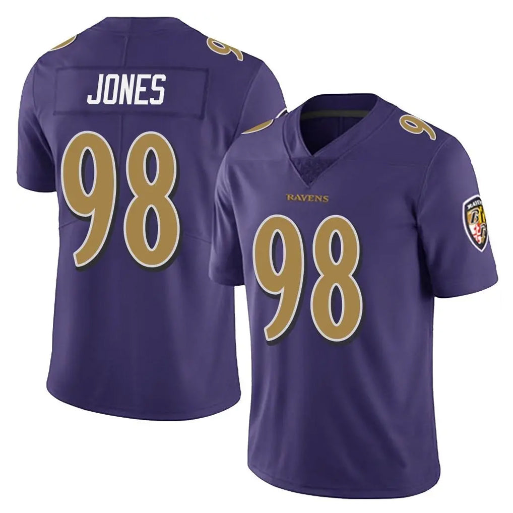 B.Ravens #98 Travis Jones Player Purple Color Rush Vapor Untouchable Limited Home Game Ndoa Stitched Jerseys