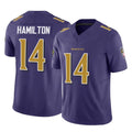 B.Ravens #14 Kyle Hamilton Player Purple Vapor F.U.S.E. Limited Home Game Ndoa Stitched Jerseys