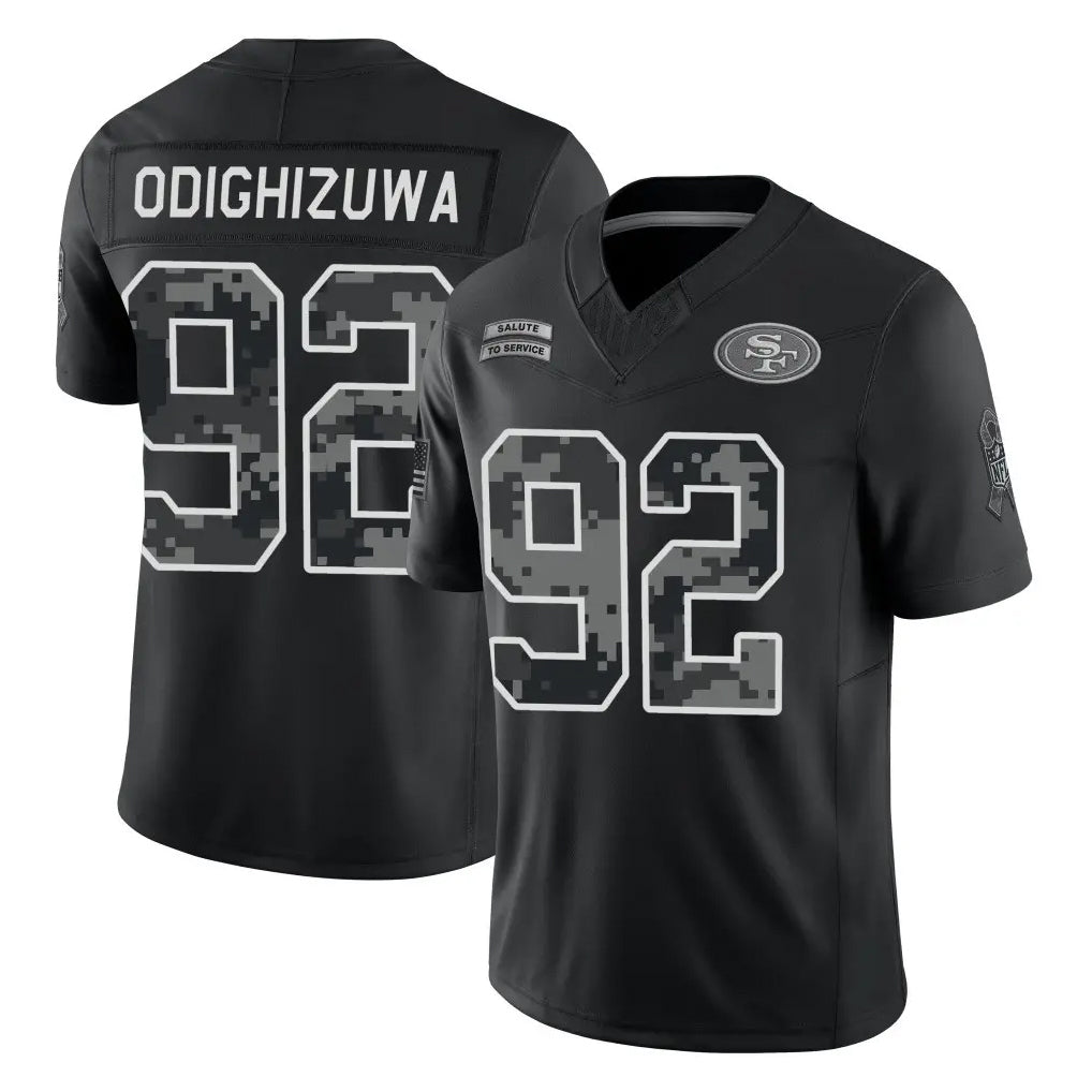 SF.49ers #92 Osa Odighizuwa Player Black Limited 2026 Salute to Service Home Game Ndoa Stitched Jerseys