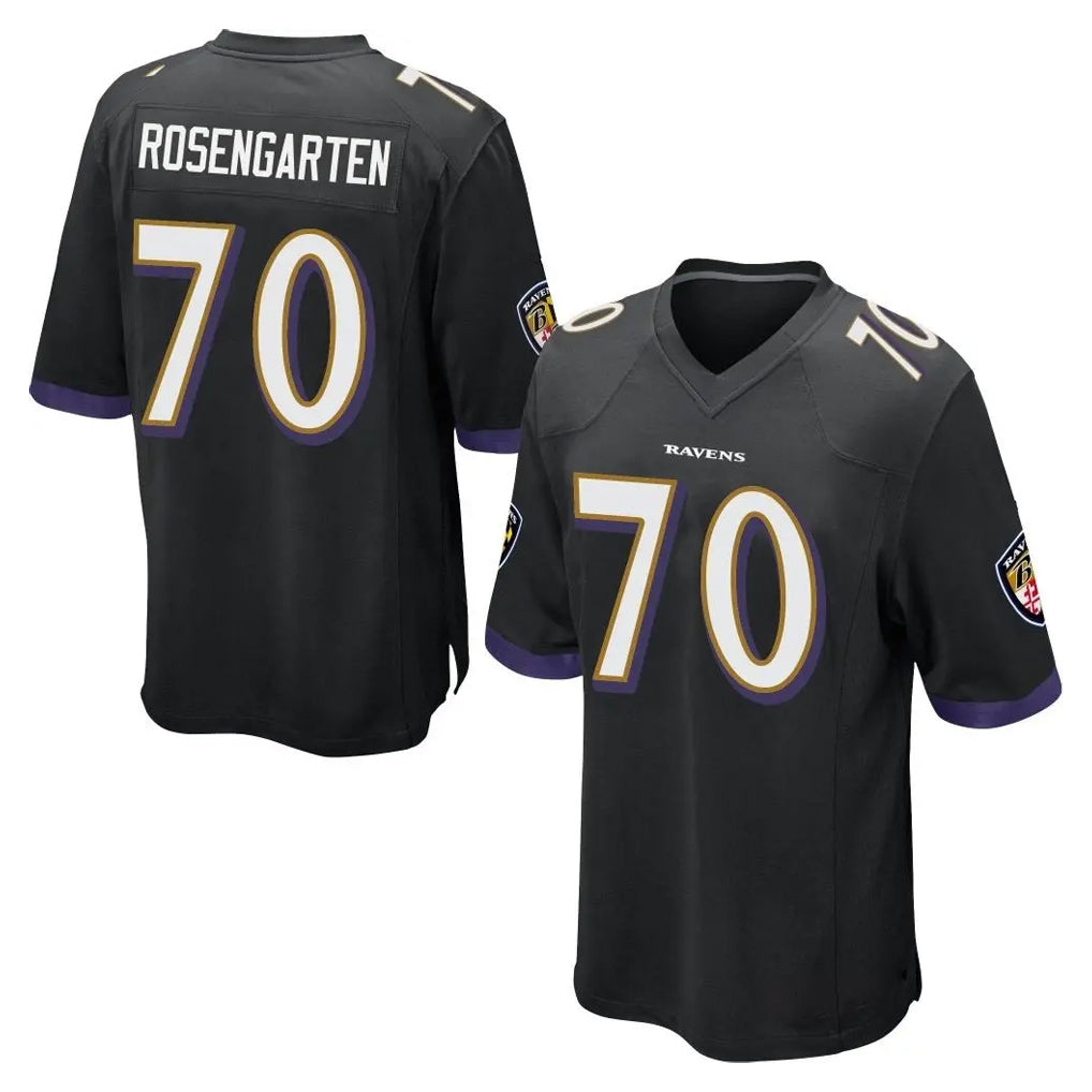 B.Ravens #70 Roger Rosengarten Player Black Home Game Ndoa Stitched Jerseys