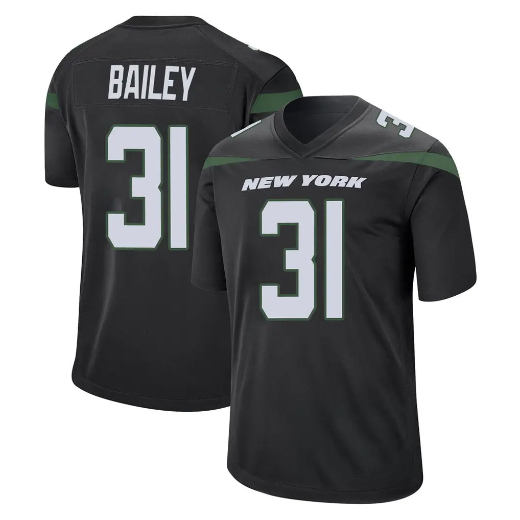 NY.Jets #31 David Bailey Player Stealth Black Home Game Ndoa Stitched Jerseys