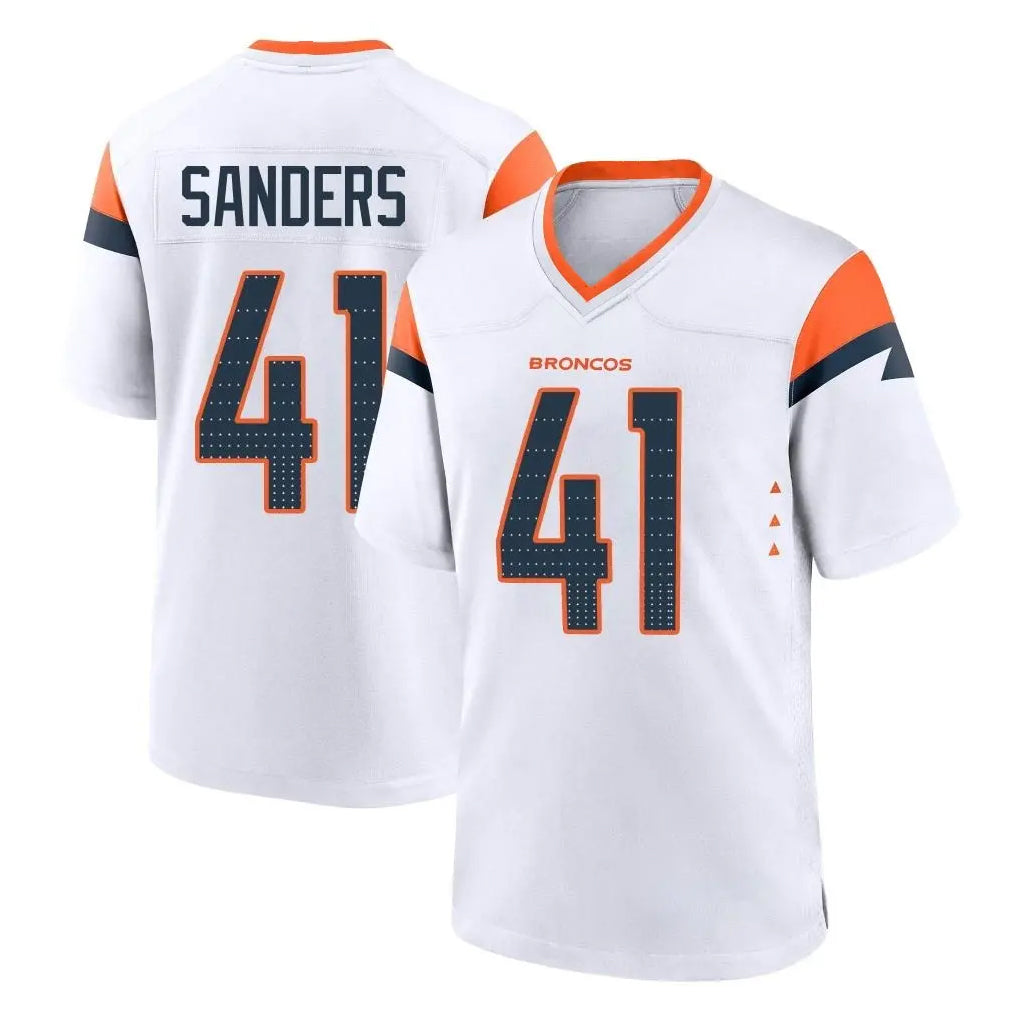 D.Broncos #41 Drew Sanders Player White Home Game Ndoa Stitched Jerseys