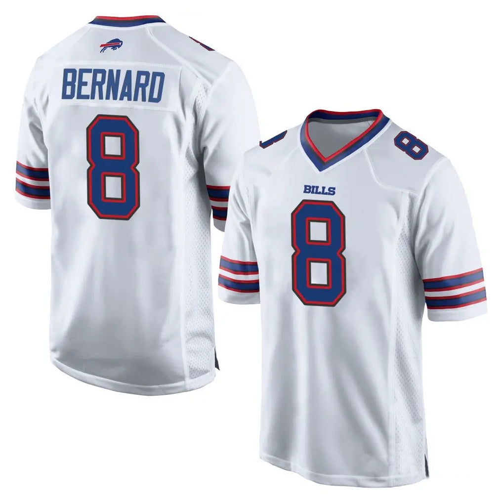 B.Bills #8 Terrel Bernard Player White Home Game Ndoa Stitched Jerseys