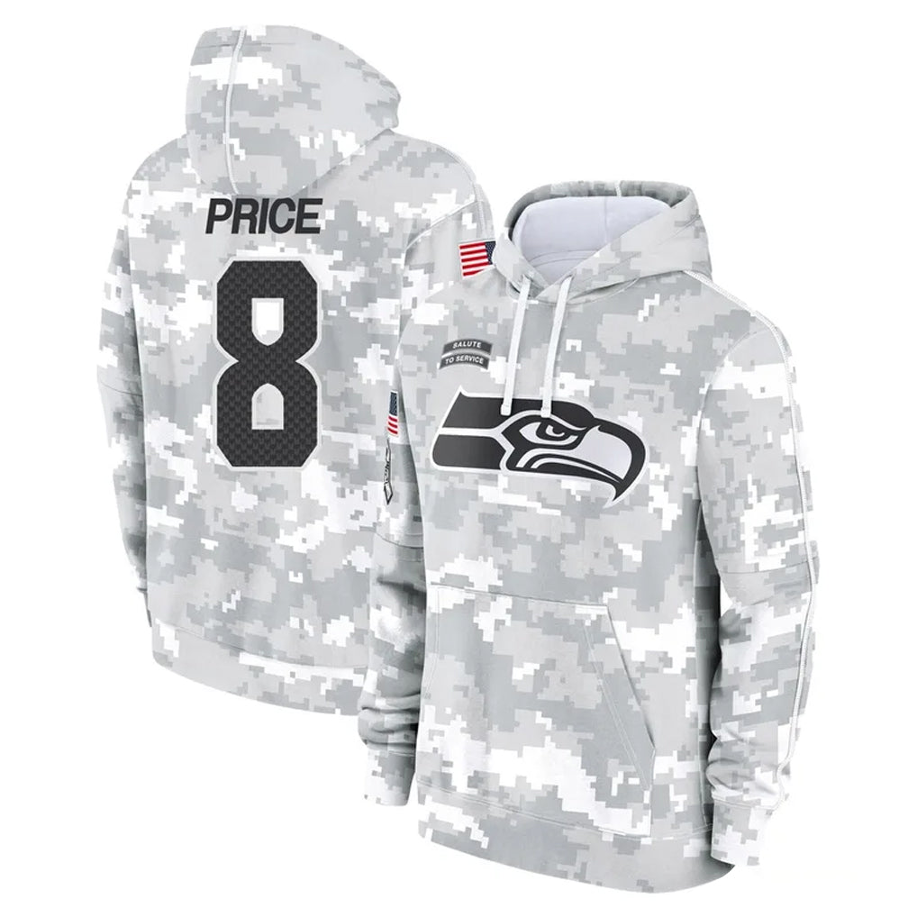 S.Seahawks #8 Jadarian Price Player Arctic Camo Limited Salute to Service Pullover Hoodies Game Ndoa Stitched Jerseys