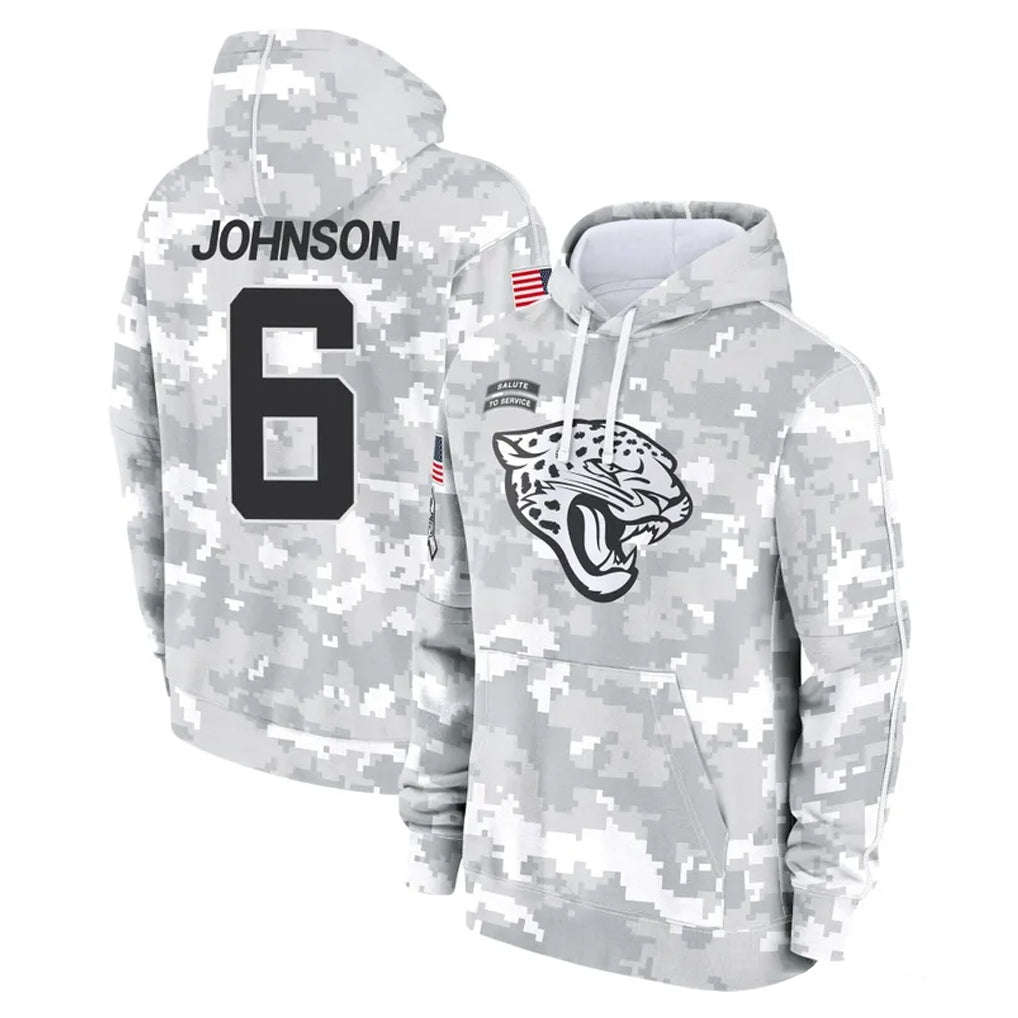 J.Jaguars #6 Antonio Johnson Player Arctic Camo Salute to Service Hoodies Limited Game Ndoa Stitched Jerseys