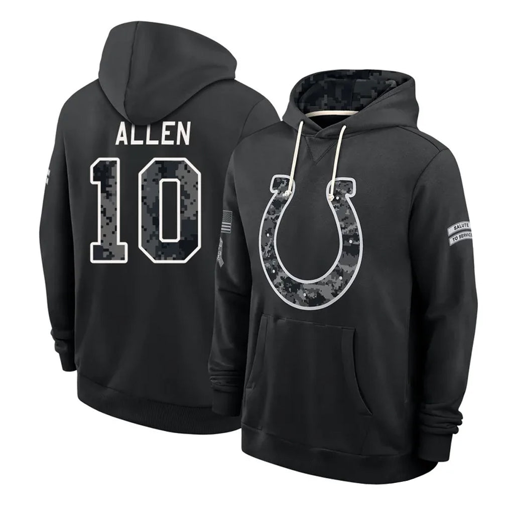 IN.Colts #10 Keenan Allen Player 2026 Black Logo Pullover Hoodies Limited Game Ndoa Stitched Jerseys