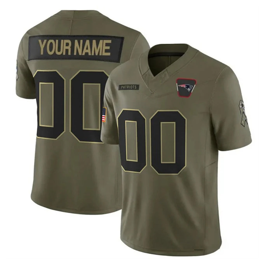 Custom NE.Patriots Olive 2025 Salute To Service Limited Any Name & Numbers Ndoa Stitched Jerseys