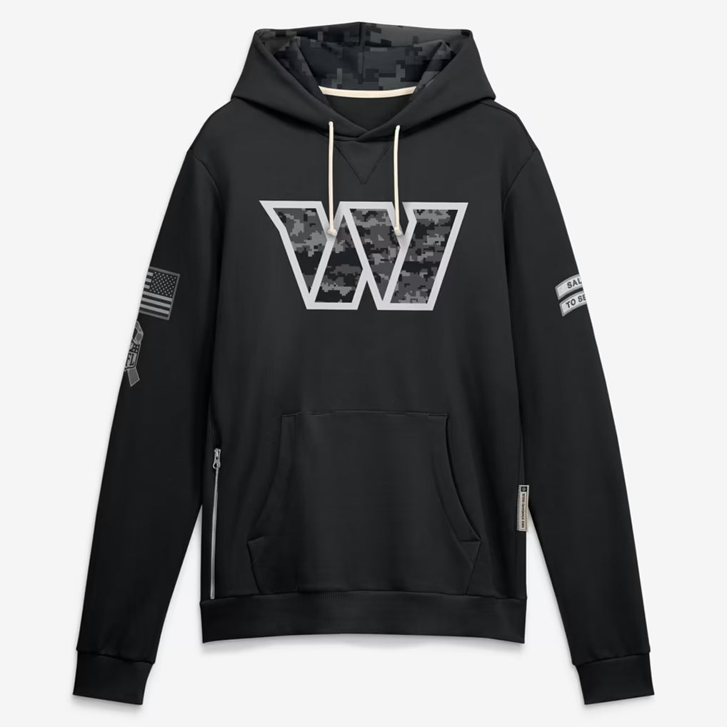 W.Commanders 2026 Black Logo Pullover Hoodies Limited Game Ndoa Stitched Jerseys