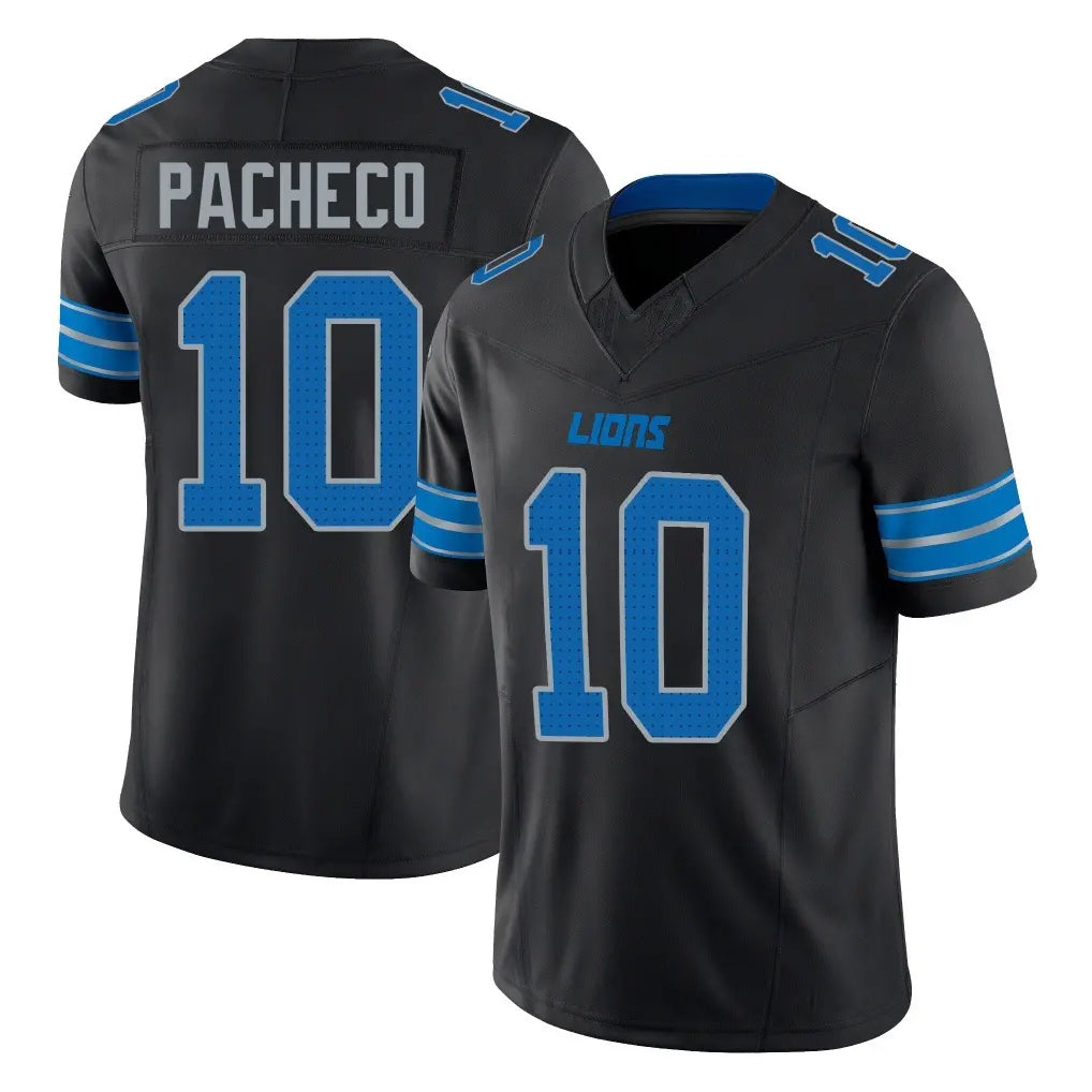 D.Lions #10 Isiah Pacheco Player Black Alternate Vapor F.U.S.E. Limited Home Game Ndoa Stitched Jerseys