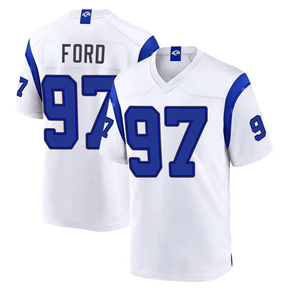 LA.Rams #97 Poona Ford Player White Fearsome Home Game Ndoa Stitched Jerseys