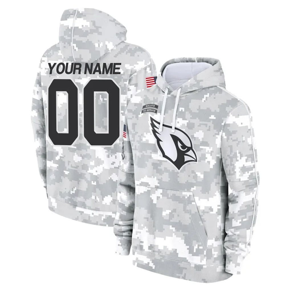 Custom A.Cardinals Arctic Camo Salute to Service Limited Hoodie Any Name & Numbers Ndoa Stitched Jerseys