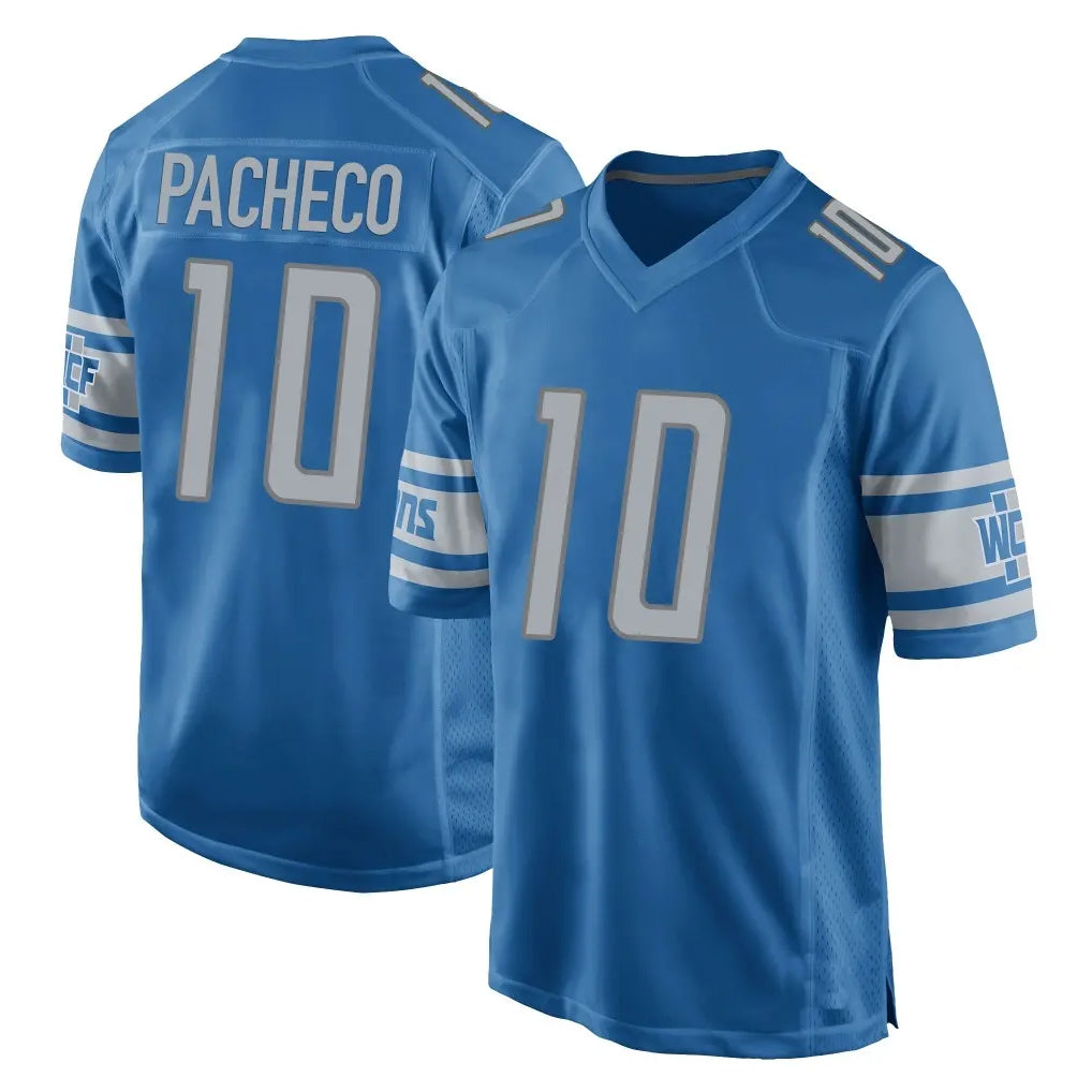 D.Lions #10 Isiah Pacheco Player Blue Home Game Ndoa Stitched Jerseys