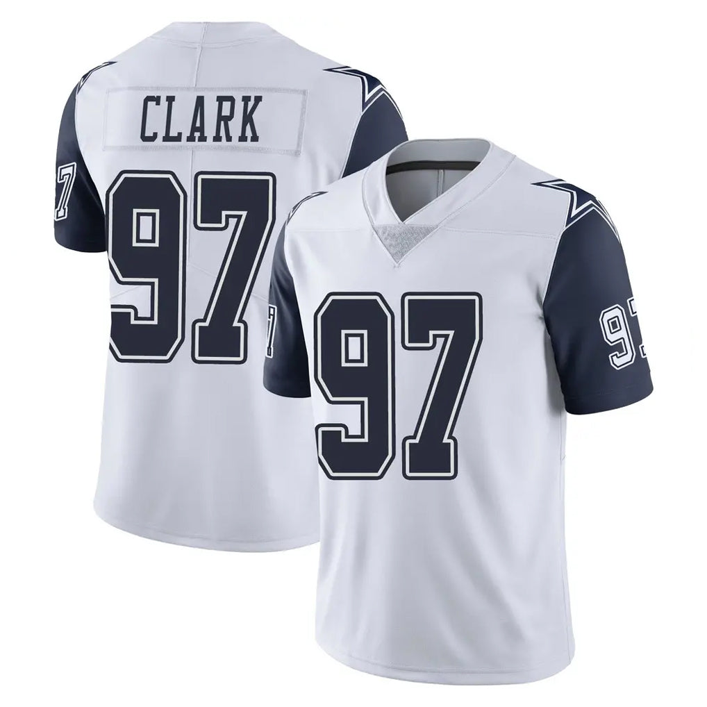 D.Cowboys #97 Kenny Clark Player White-Navy Limited Color Rush Vapor Untouchable Home Game Ndoa Stitched Jerseys