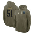 C.Panthers #51 Sam Mills Player Olive Salute to Service Hoodies Game Ndoa Stitched Jerseys