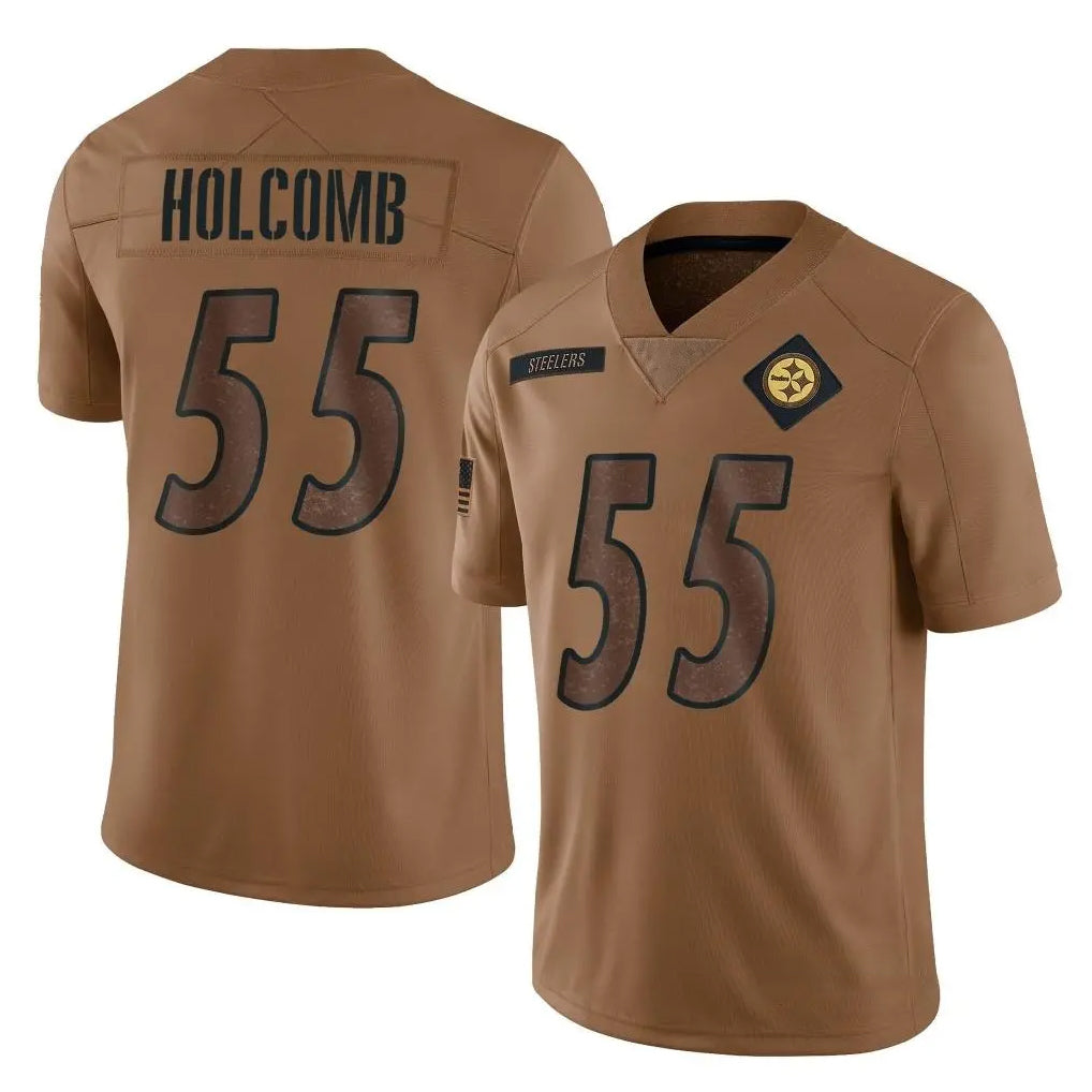 P.Steelers #55 Cole Holcomb Player Brown Limited Salute To Service Home Game Ndoa Stitched Jerseys