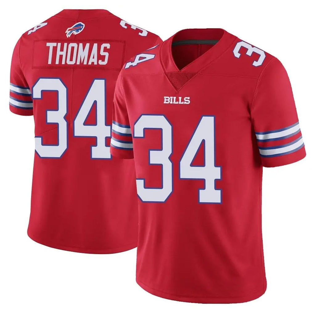 B.Bills #34 Thurman Thomas Player Red Vapor Untouchable Limited Home Game Ndoa Stitched Jerseys