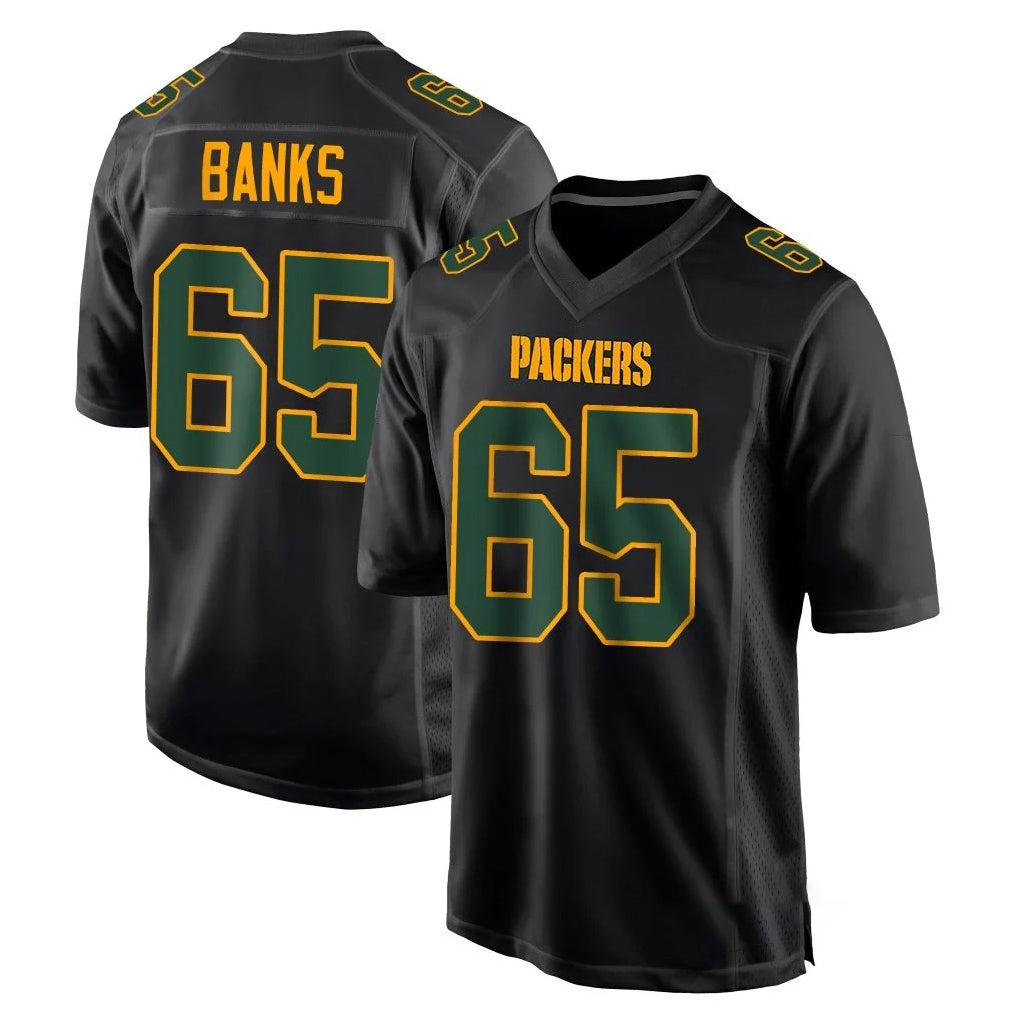 GB.Packers #65 Aaron Banks Player Black Fashion Home Game Ndoa Stitched Jerseys