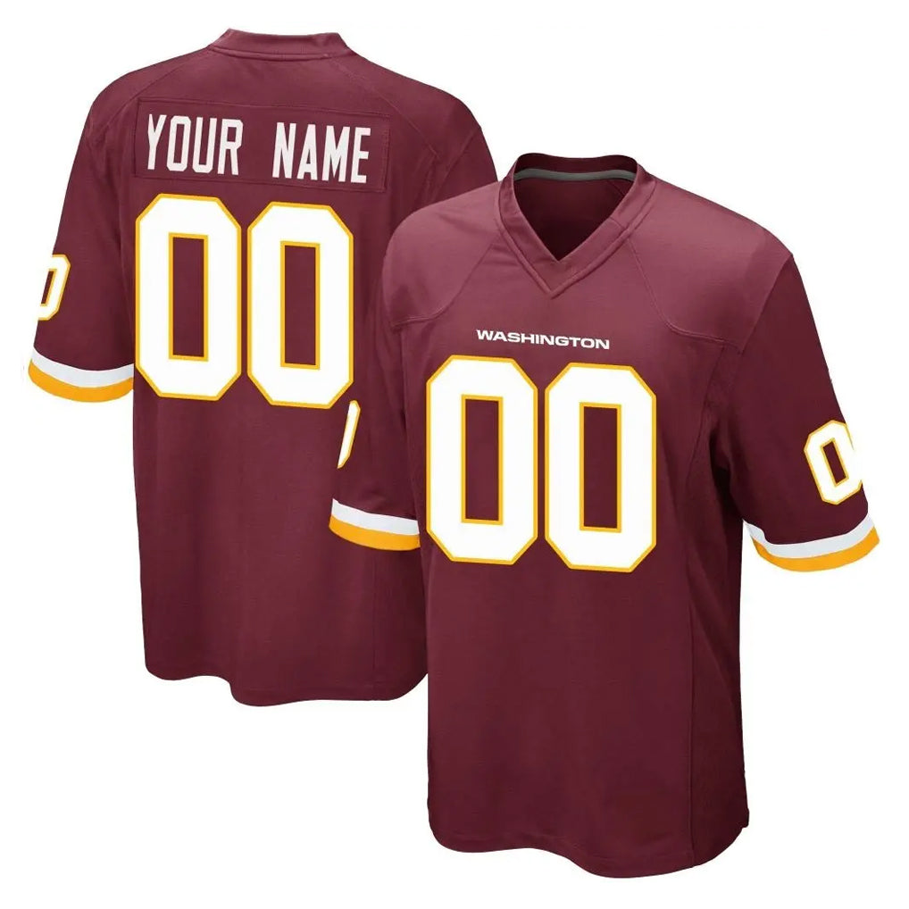 Custom W.Commanders Burgundy Team Color Home Game Any Name & Numbers Ndoa Stitched Jerseys