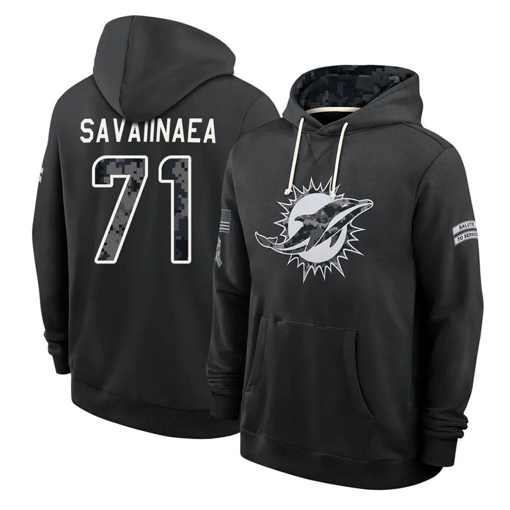 M.Dolphins #72 Jonah Savaiinaea Player 2026 Black Logo Pullover Hoodies Limited Game Ndoa Stitched Jerseys