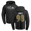 B.Ravens #98 Travis Jones Player Black Pullover Hoodie Ndoa Stitched Jerseys