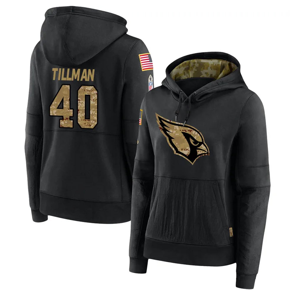 A.Cardinals #40 Pat Tillman Player Black Salute to Service Limited Hoodie Ndoa Stitched Jerseys