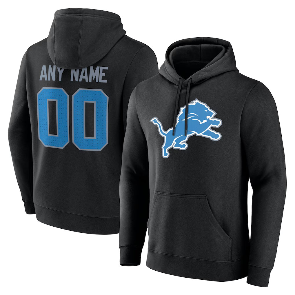Custom D.Lions Black Pullover Hoodies Limited Any Name & Numbers Ndoa Stitched Jerseys