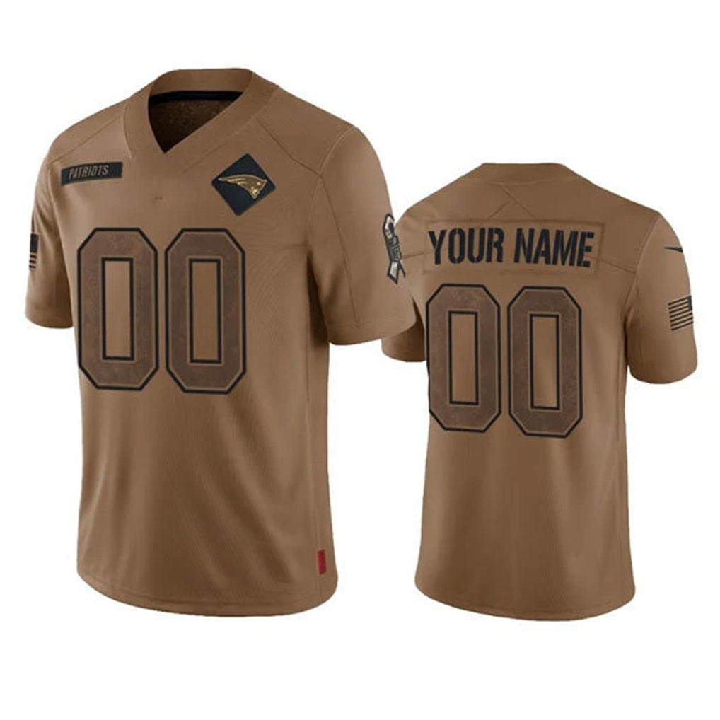 Custom NE.Patriots Brown Salute To Service Limited Any Name & Numbers Ndoa Stitched Jerseys
