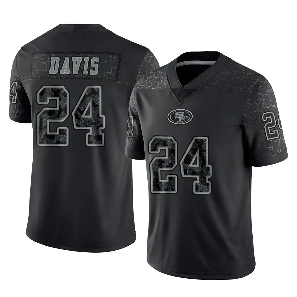 SF.49ers #24 Ashtyn Davis Player Black Limited Reflective Home Game Ndoa Stitched Jerseys