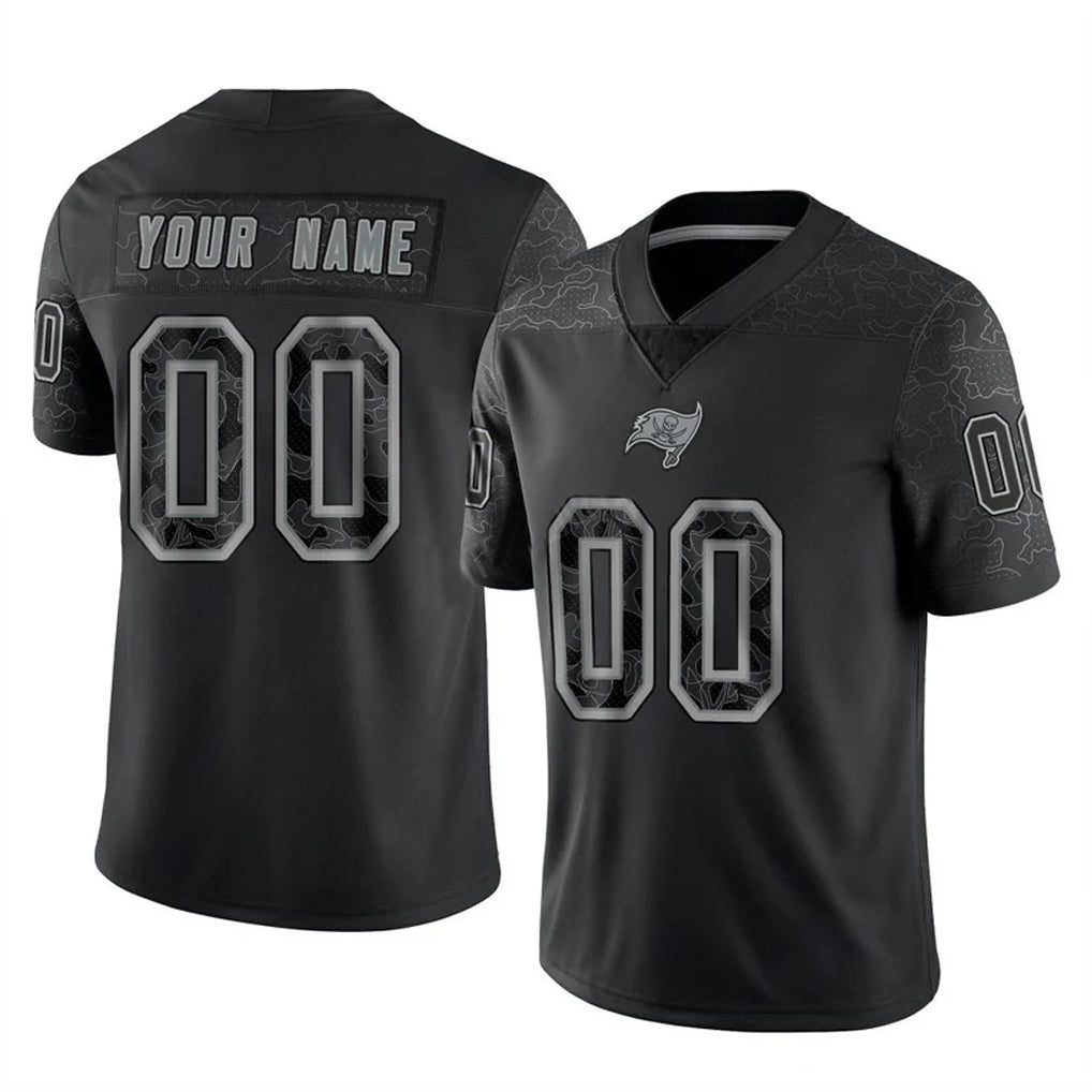 Custom TB.Buccaneers Black Reflective Limited Home Game Any Name & Numbers Ndoa Stitched Jerseys