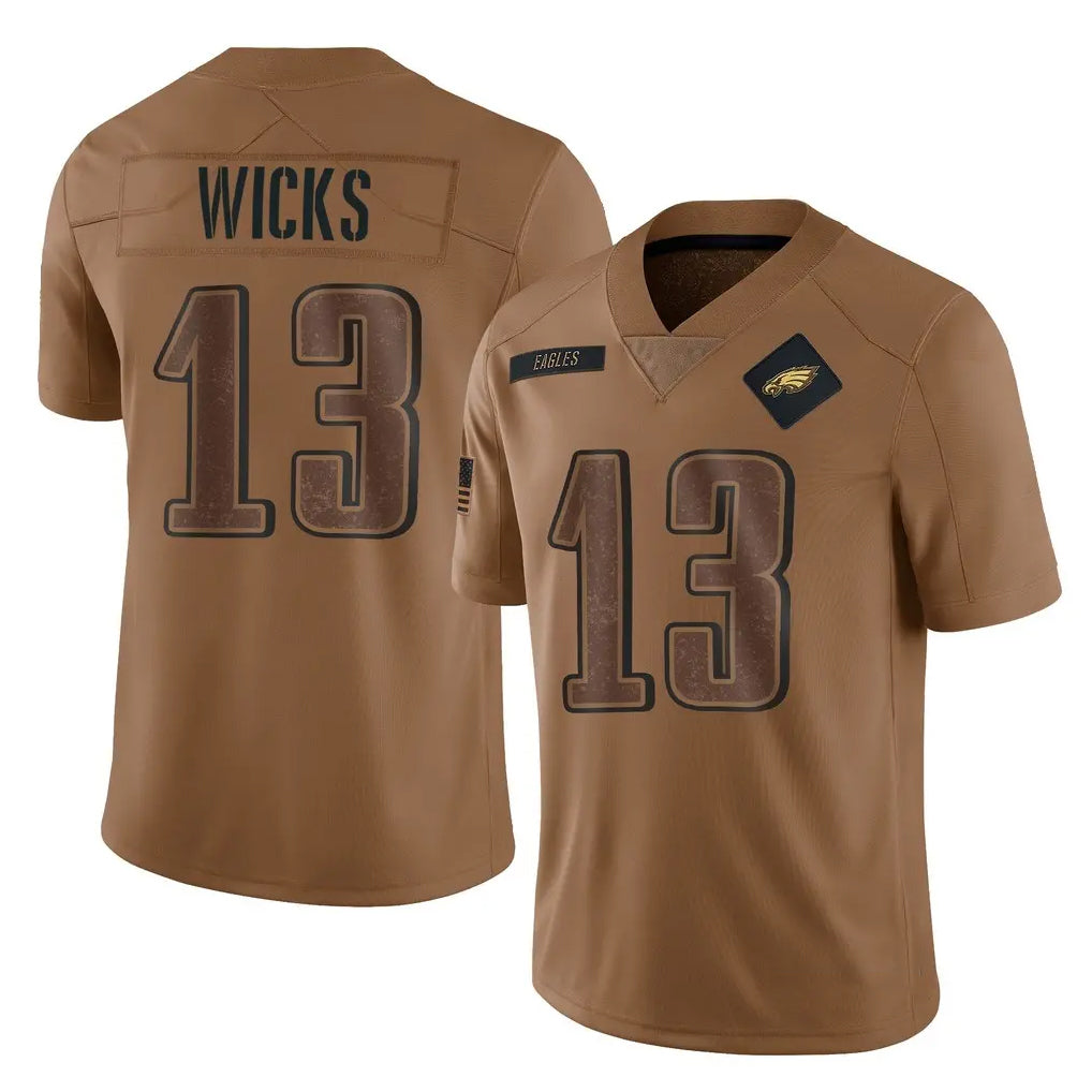 P.Eagles #13 Dontayvion Wicks Player Brown Salute To Service Limited Ndoa Stitched Jerseys
