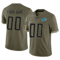 Custom D.Lions Olive Salute To Service Limited Any Name & Numbers Ndoa Stitched Jerseys