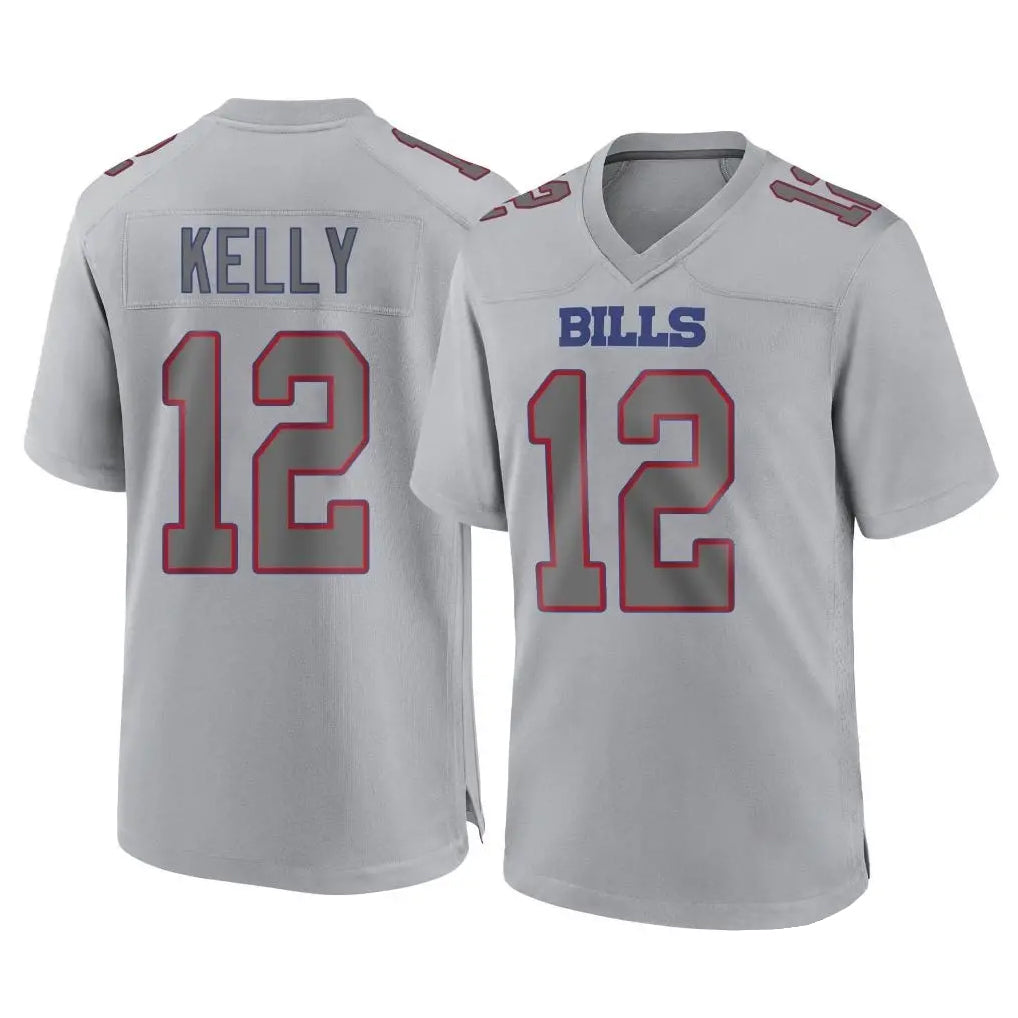 B.Bills #12 Jim Kelly Player Gray Fashion Home Game Ndoa Stitched Jerseys
