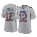 B.Bills #12 Jim Kelly Player Gray Fashion Home Game Ndoa Stitched Jerseys