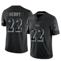 B.Ravens #22 Derrick Henry Player Black REFLECTIVE Limited Ndoa Stitched Jerseys