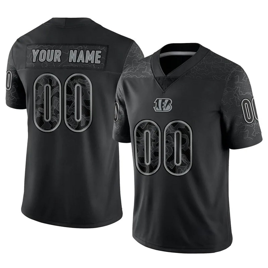 Custom C.Bengals Black Reflective Limited Game Any Name & Numbers Ndoa Stitched Jerseys