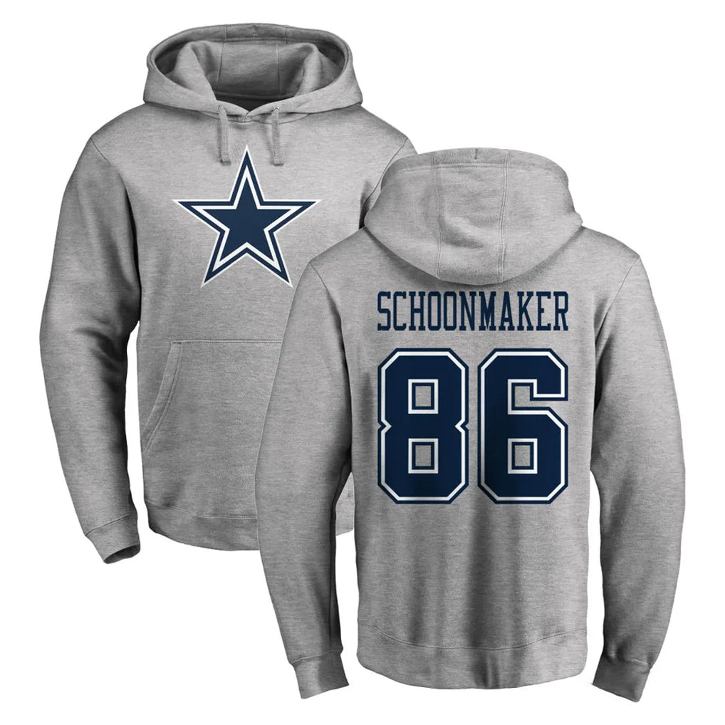 D.Cowboys #86 Luke Schoonmaker Player Gray LOGO Pullover Hoodie Limited Ndoa Stitched Jerseys