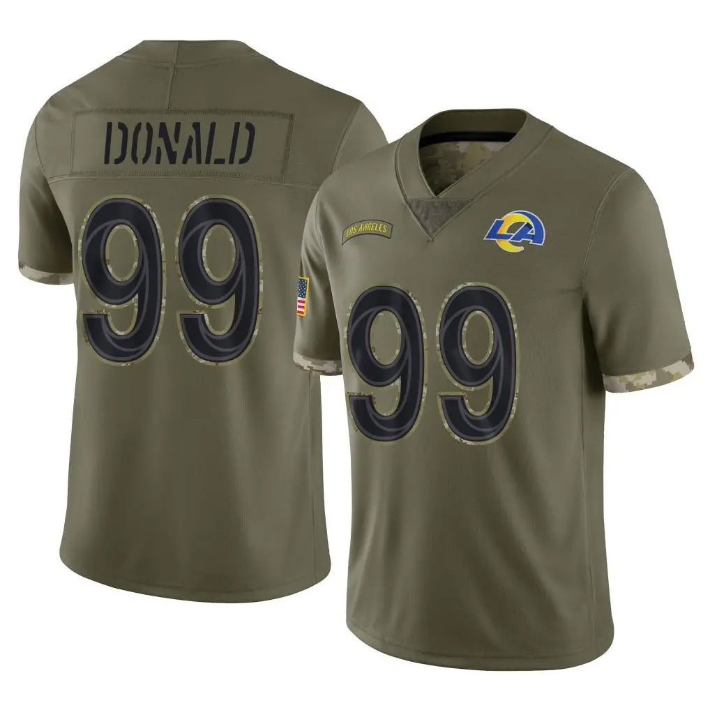 LA.Rams #99 Aaron Donald Player Olive Salute To Service Limited Ndoa Stitched Jerseys