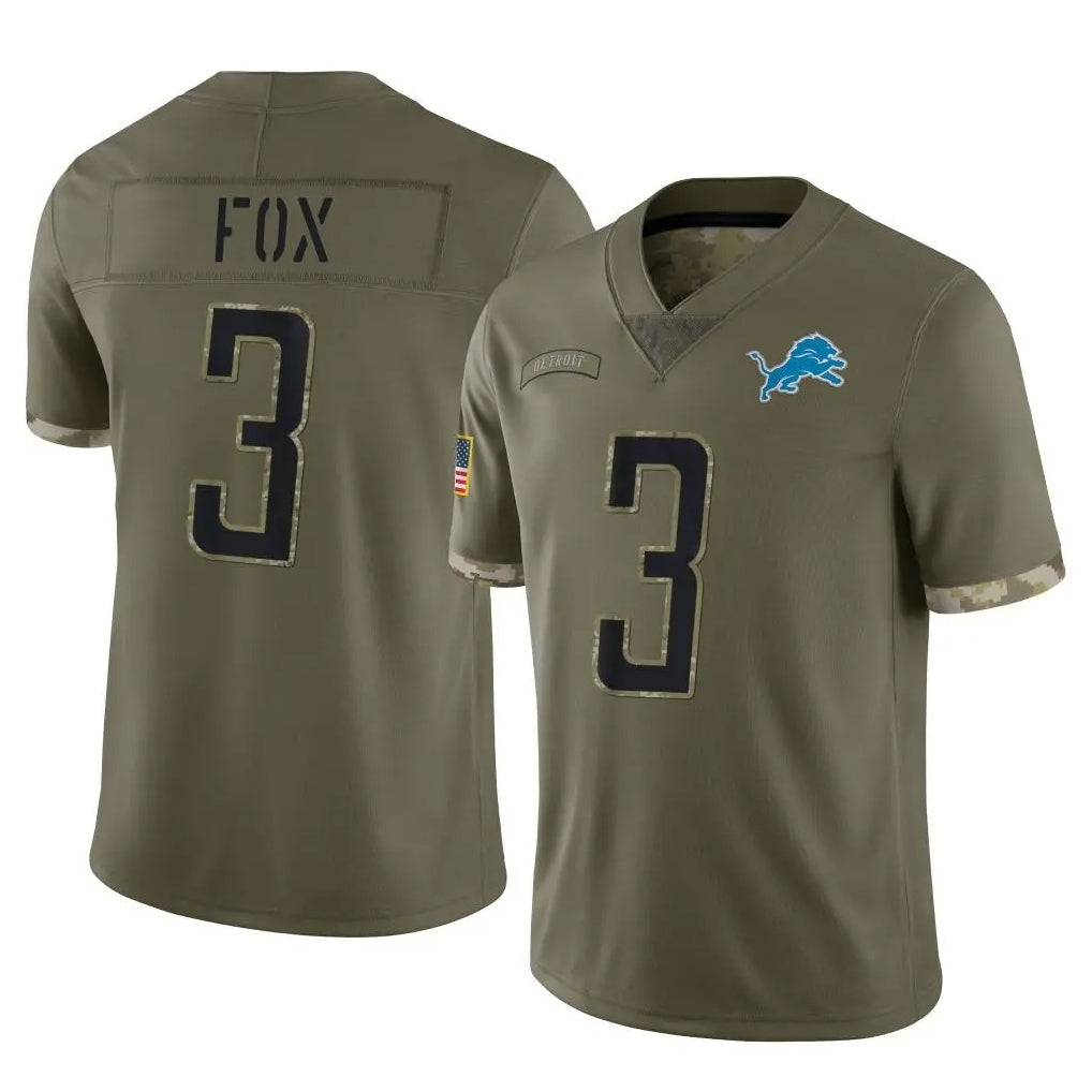D.Lions #3 Jack Fox Player Olive Salute To Service Limited Ndoa Stitched Jerseys