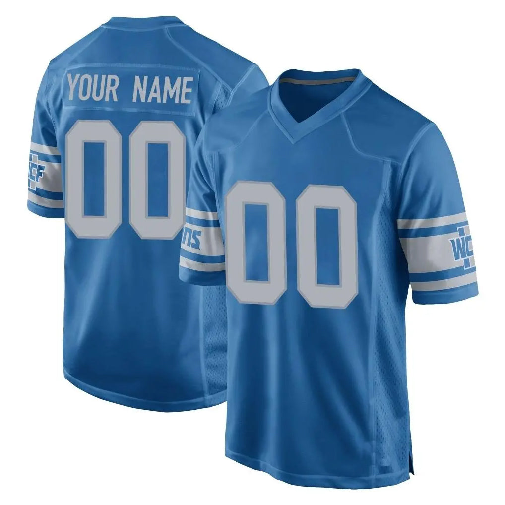 Custom D.Lions Blue Vapor Untouchable Throwback Game Any Name & Numbers Ndoa Stitched Jerseys