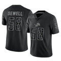 D.Lions #58 Penei Sewell Player Black Reflective Limited Home Game Ndoa Stitched Jerseys