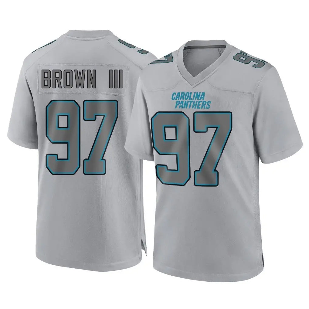 C.Panthers #97 Bobby Brown III Player Gray Atmosphere Fashion Game Ndoa Stitched Jerseys