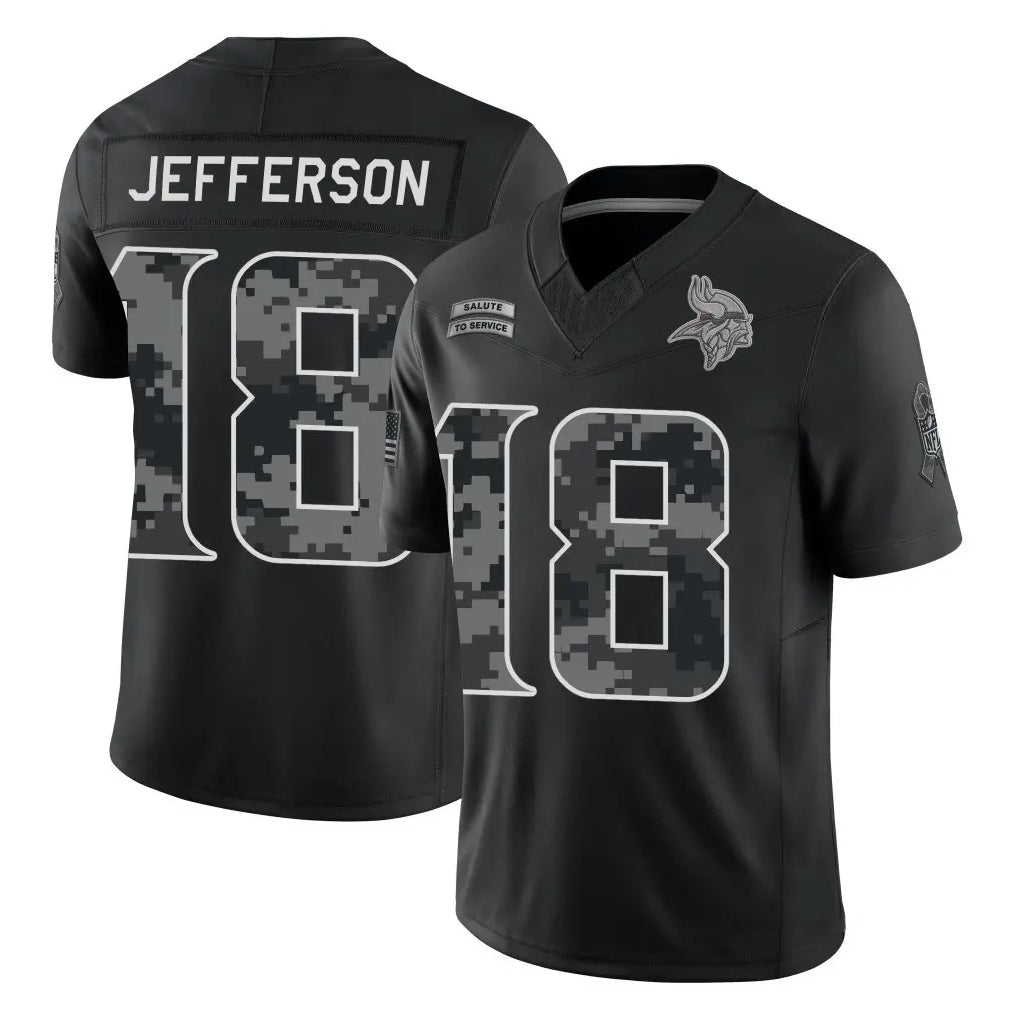 MN.Vikings #18 Justin Jefferson Player Black Limited 2026 Salute to Service Home Game Ndoa Stitched Jerseys