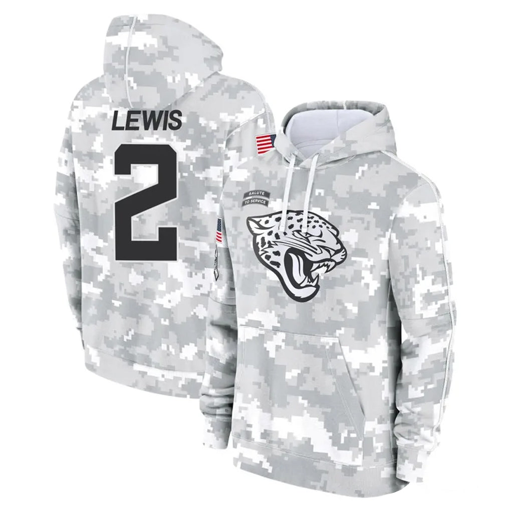 J.Jaguars #2 Jourdan Lewis Player Arctic Camo Salute to Service Hoodies Limited Game Ndoa Stitched Jerseys