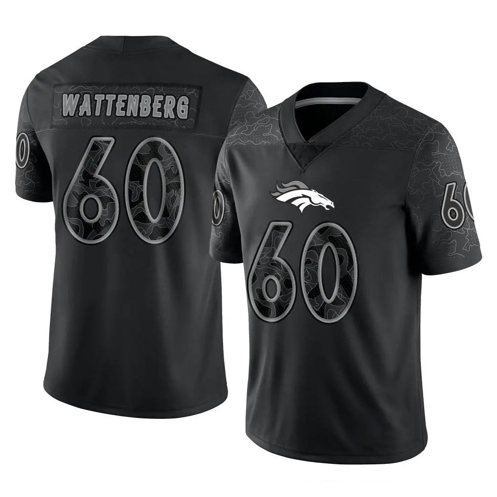 D.Broncos #60 Luke Wattenberg Player Black Reflective Limited Ndoa Stitched Jerseys
