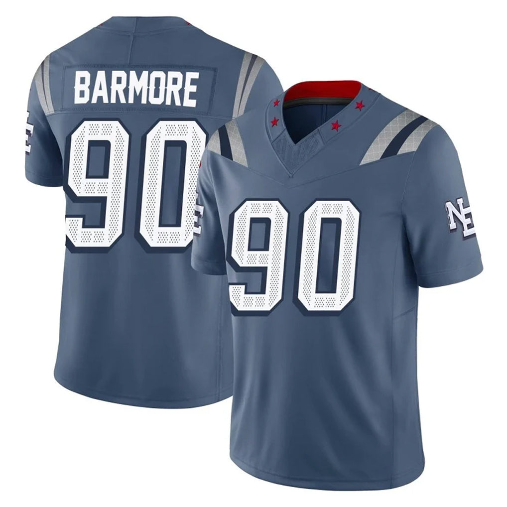 NE.Patriots #90 Christian Barmore Player Blue Limited Rivalries Collection Home Game Ndoa Stitched Jerseys