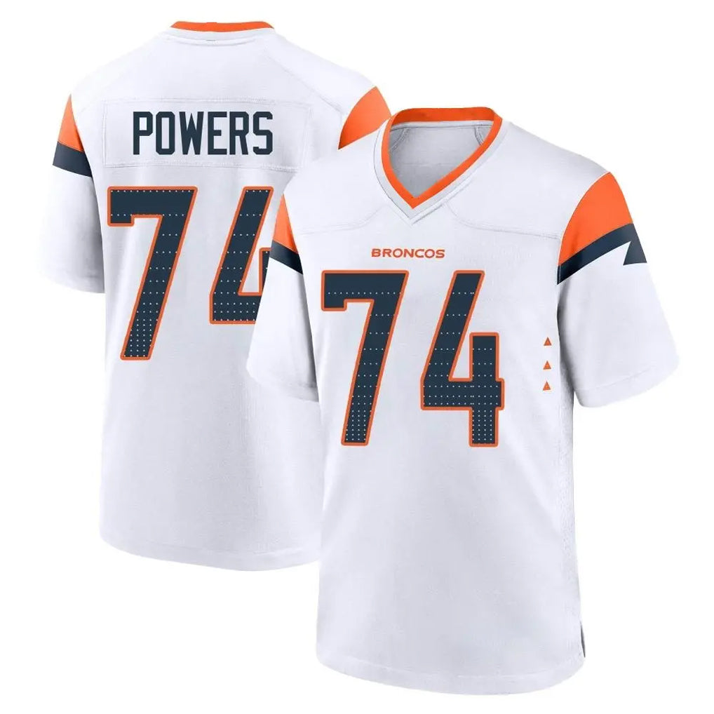 D.Broncos #74 Ben Powers Player White Home Game Ndoa Stitched Jerseys