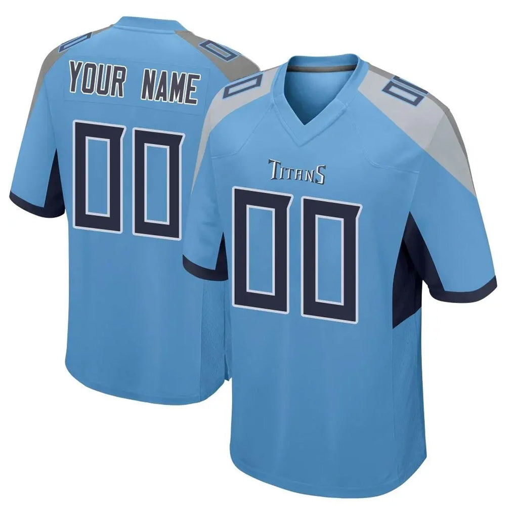 Custom T.Titans Light Blue Home Game Any Name & Numbers Ndoa Stitched Jerseys